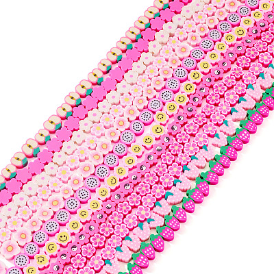 10 Strands 10 Styles Handmade Polymer Clay Bead Strands CLAY-TA0001-72B-1