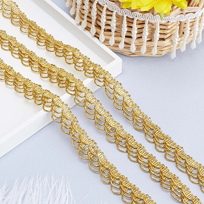 Wavy Metallic Polyester Ribbon OCOR-WH0077-56B-1