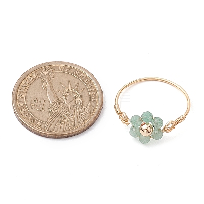 Flower Natural Gemstone Ring RJEW-JR00711-01-1