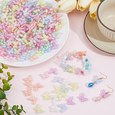 300Pcs Luminous Transparent Acrylic Beads LACR-PA0001-02-1