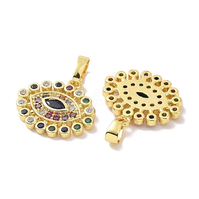 Golden Brass Micro Pave Cubic Zirconia Pendants KK-L209-038G-01-1