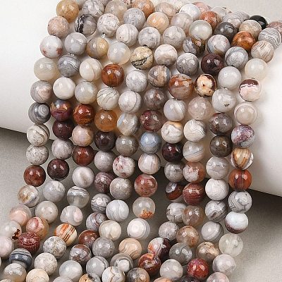 Natural Mexican Agate Beads Strands G-G345-B01-6mm-1