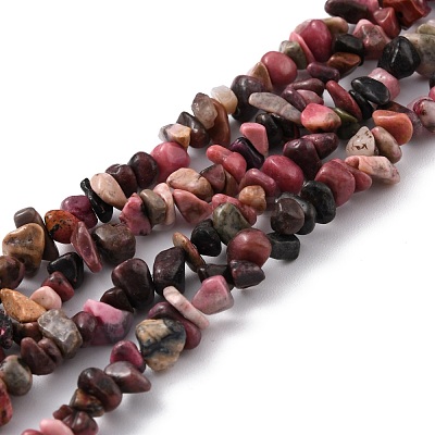 Natural Rhodonite Chip Bead Strands G-M205-24-1