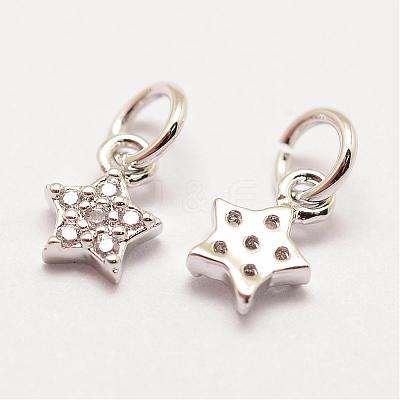 Brass Micro Pave Grade AAA Cubic Zirconia Charms ZIRC-G090-17P-NR-1