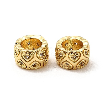 Rack Plating Brass Micro Pave Cubic Zirconia European Beads KK-C010-13-1