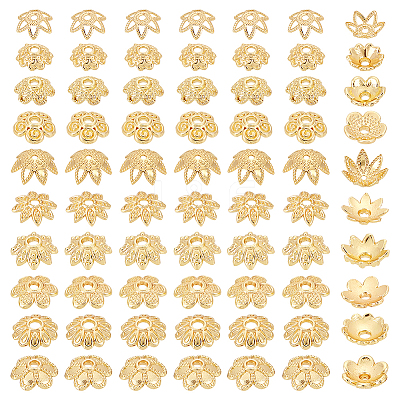 100Pcs 10 Styles Brass Bead Caps KK-PH0006-60-1