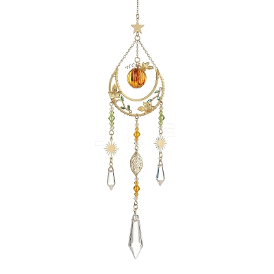 Brass Sun Moon Star Suncatcher HJEW-TA00497-1