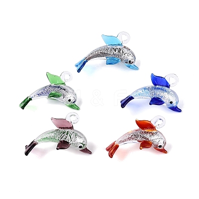 Handmade Silver Foil Lampwork Pendants LA-N048-21-1