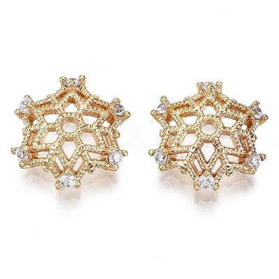 Brass Micro Pave Clear Cubic Zirconia Beads KK-T056-34G-NF-1