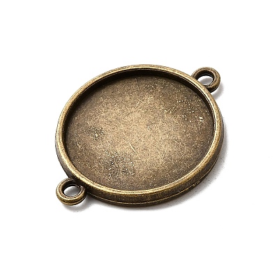 Flat Round Two-Sided Alloy Cabochon Connector Settings X-PALLOY-N0087-05AB-NF-1