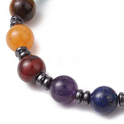 Natural & Synthetic Mixed Gemstone Beaded Stretch Bracelets for Women Men BJEW-JB11230-1