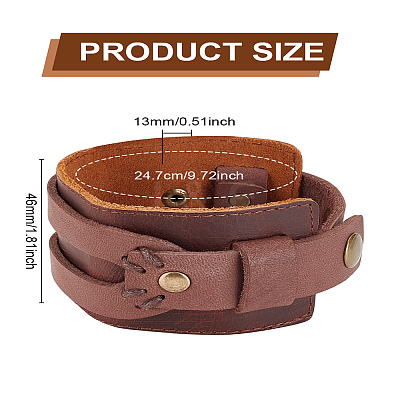 1Pc Punk Style PU Leather Cord Bracelets for Men BJEW-LP0001-19-1
