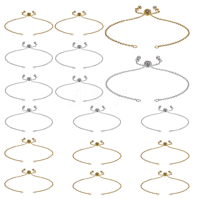 16Pcs 2 Colors Adjustable 304 Stainless Steel Cable Chains Bracelets Making AJEW-ME0001-03-1