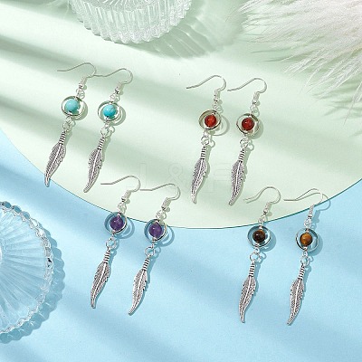 4 Pairs 4 Styles Natural & Synthetic Mixed Gemstone Dangle Earrings Set EJEW-TA00346-1