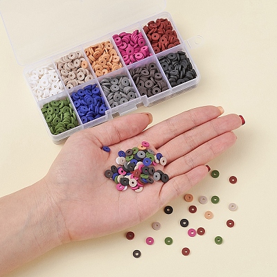 1500Pcs 10 Colors Dark Colors Handmade Polymer Clay Beads CLAY-YW0001-37B-1