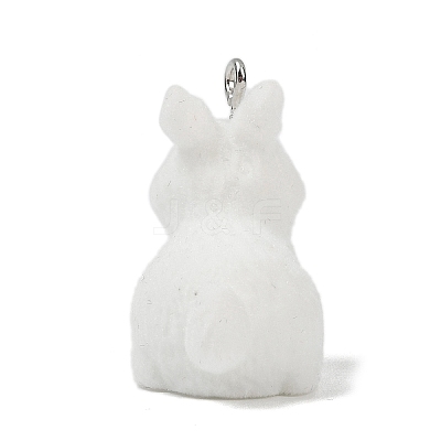 Animal Theme Flocky Opaque Resin Pendants RESI-H042-01P-04-1