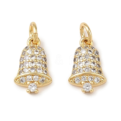 Christmas Brass Micro Pave Cubic Zirconia Charms KK-L255-18G-07-1