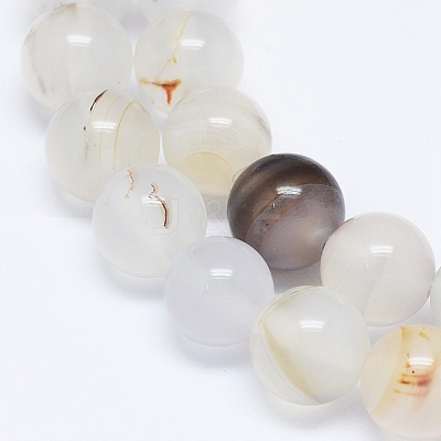 Natural Dendritic Agate Beads Strands G-D0005-18-8mm-1