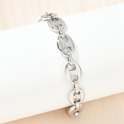 304 Stainless Steel Link Chain Bracelets for Women Men BJEW-Z143-25P-1