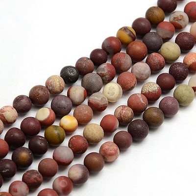 Frosted Natural Mookaite Round Bead Strands G-M064-8mm-11-1
