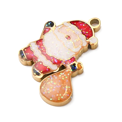 Christmas 304 Stainless Steel Enamel Pendants STAS-B112-02G-02-1