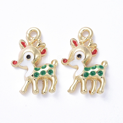 Golden Plated Alloy Enamel Pendants ENAM-D040-E02-G-1
