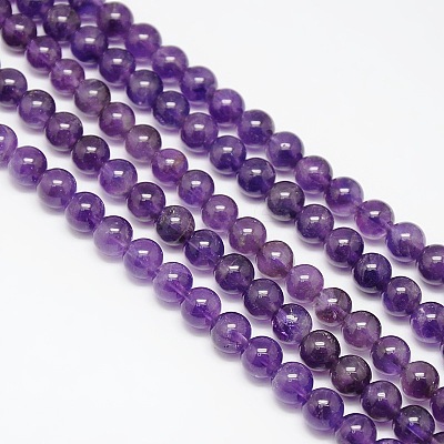 Natural Amethyst Round Beads Strands X-G-P047B-1AB-1