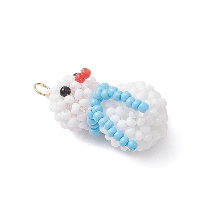 Glass Seed Beaded Snowman Pendants PALLOY-MZ01007-1