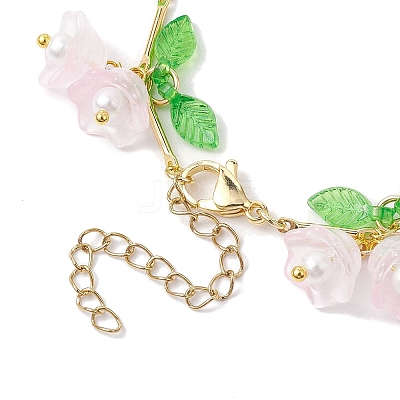 Flower Glass & Acrylic Charm Bracelets BJEW-JB10443-04-1