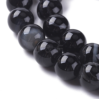 Natural Black Agate Beads Strands G-G582-8mm-60-1