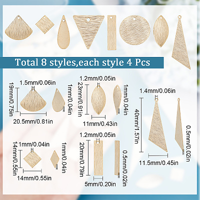 32Pcs 8 Style Brass Pendants KK-SC0003-29-1