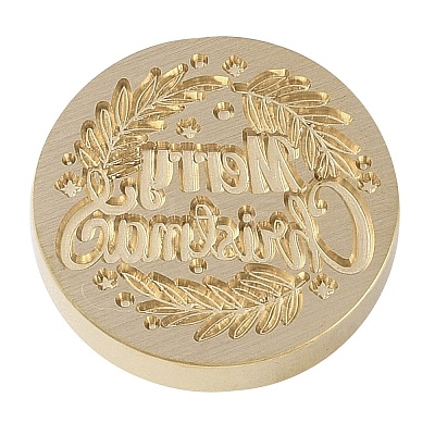 Merry Christmas Series Wax Seal Brass Stamp Head LS-AJEW-M037-01G-03-1