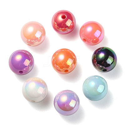 UV Plating Rainbow Iridescent Acrylic Beads PACR-E001-04-1