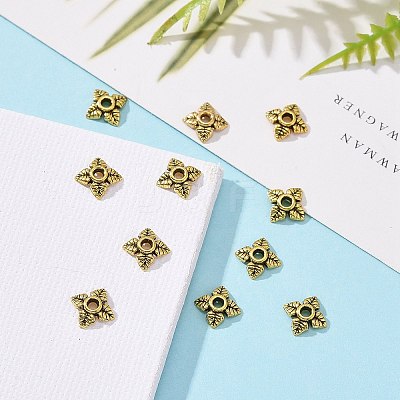 Tibetan Style Alloy Bead Caps X-TIBEB-Q018-AG-FF-1
