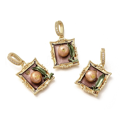 Brass Micro Pave Cubic Zirconia Pendents KK-R212-03G-05-1