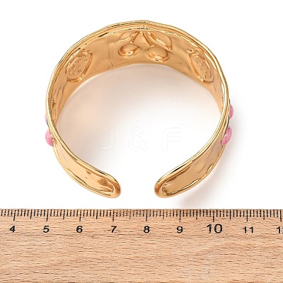 304 Stainless Steel Enamel Open Cuff Bangles for Women BJEW-K294-02G-1