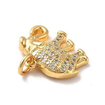 Rack Plating Brass Micro Pave Cubic Zirconia Pendants KK-I688-14G-1