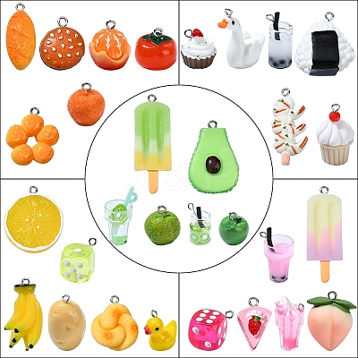 30Pcs 6 Styles Opaque Resin Pendants RESI-YW0001-67A-1