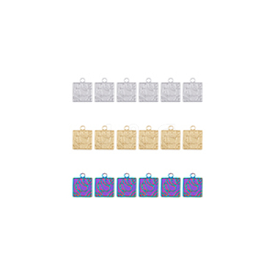 18Pcs 3 Colors 201 Stainless Steel Pendants Ion Plating(IP) STAS-DC0013-42-1