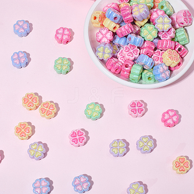 100Pcs Electroplated Opaque Resin Beads RESI-SP0001-59C-1