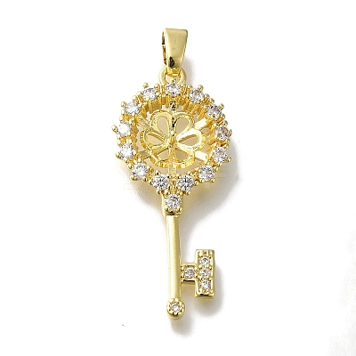 Rack Plating Brass Micro Pave Clear Cubic Zirconia Pendant Settings KK-H485-04G-1