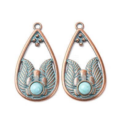 Alloy with Synthetic Turquoise Pendants FIND-B055-01I-1