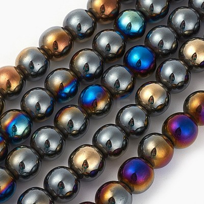 Electroplated Non-magnetic Synthetic Hematite Beads Strands G-P408-A-10mm-1