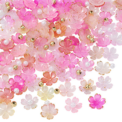 160Pcs 8 Styles Acrylic Bead Caps OACR-TA0004-53B-1