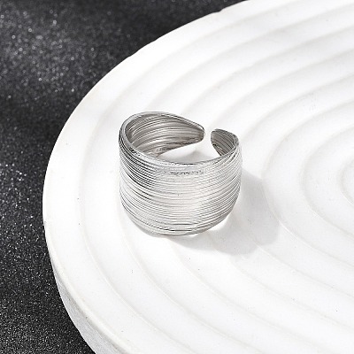 5Pcs 304 Stainless Steel Open Cuff Rings for Women RJEW-K313-08P-1