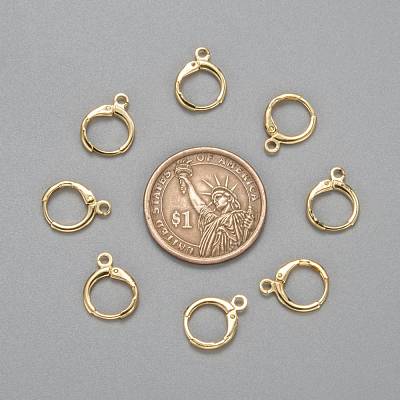 Brass Huggie Hoop Earring Findings KK-L179-04G-1