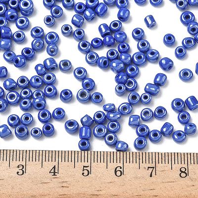 6/0 Opaque Colors Lustered Round Glass Seed Beads X-SEED-A012-4mm-128-1
