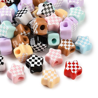 Printed Opaque Acrylic European Beads AC-CBA5E93-04-1