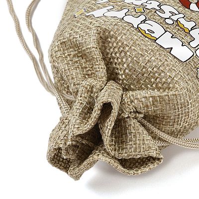 Christmas Printed Burlap Packing Pouches Drawstring Bags ABAG-Q053-02A-12-1
