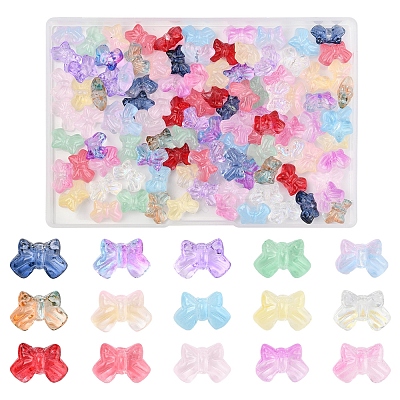 120Pcs 15 Colors Transparent Spray Paint Glass Beads GLAA-FS0002-12B-1